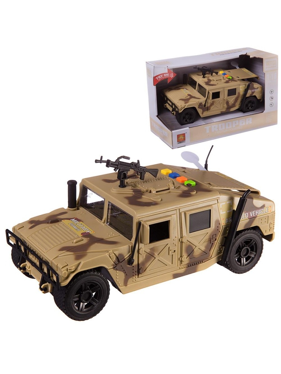 

Машинка Jun Cars Военная 1:16, пластмассовая, инерционная, 23.5x12x12 см, 139908-tn
