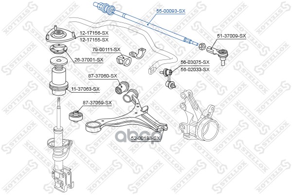 

55-00093-Sx_Тяга Рулевая Honda Cr-V 2.0 02> Stellox 5500093Sx