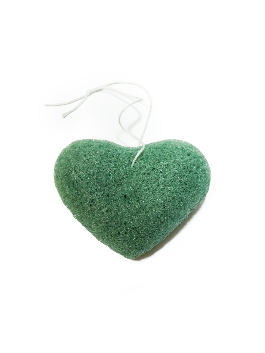 фото Спонж конжаковый kristaller сердце, с экстрактом зеленого чая