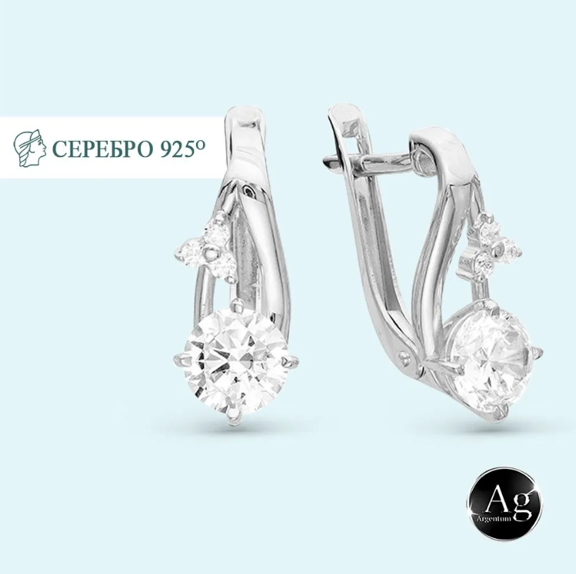 

Серьги из серебра Argentum Z2-9415, фианит, Z2-9415