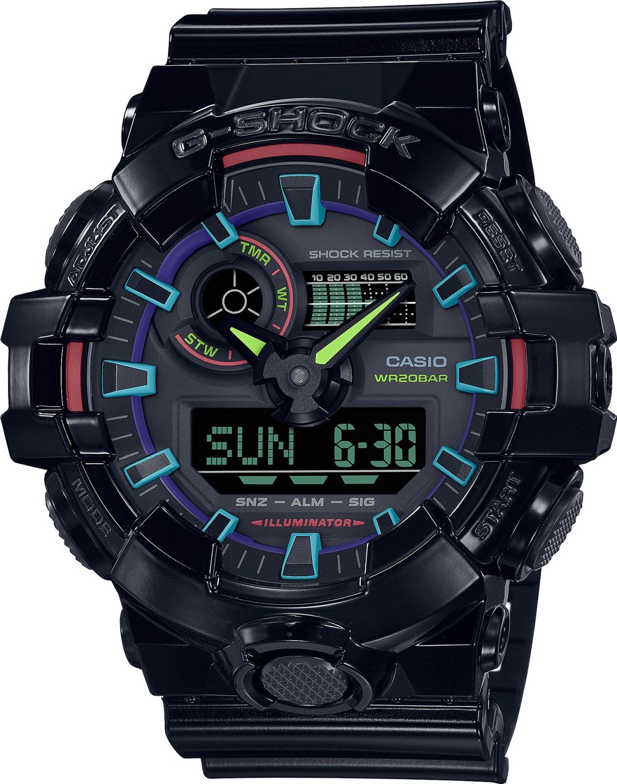 

Наручные часы мужские Casio GA-700RGB-1A черные, GA-700RGB-1A