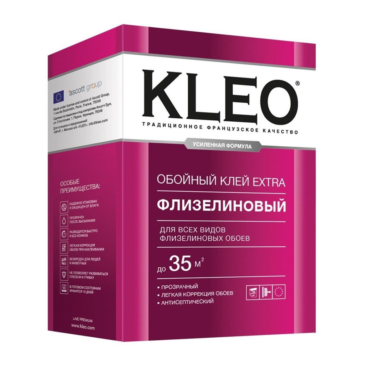 Клей для обоев KLEO EXTRA 35 усиленная формула для виниловых флизелиновых бумажных обоев 660₽