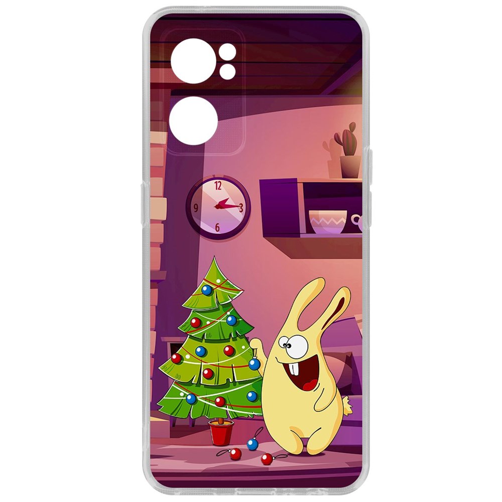 

Чехол-накладка Кейс Кролик для Oppo Reno7 5G, Прозрачный