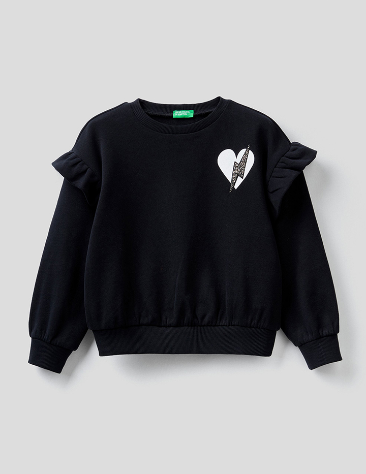 

Свитшот для девочек Benetton цв. черный р.110, 21A_3J74C15CO
