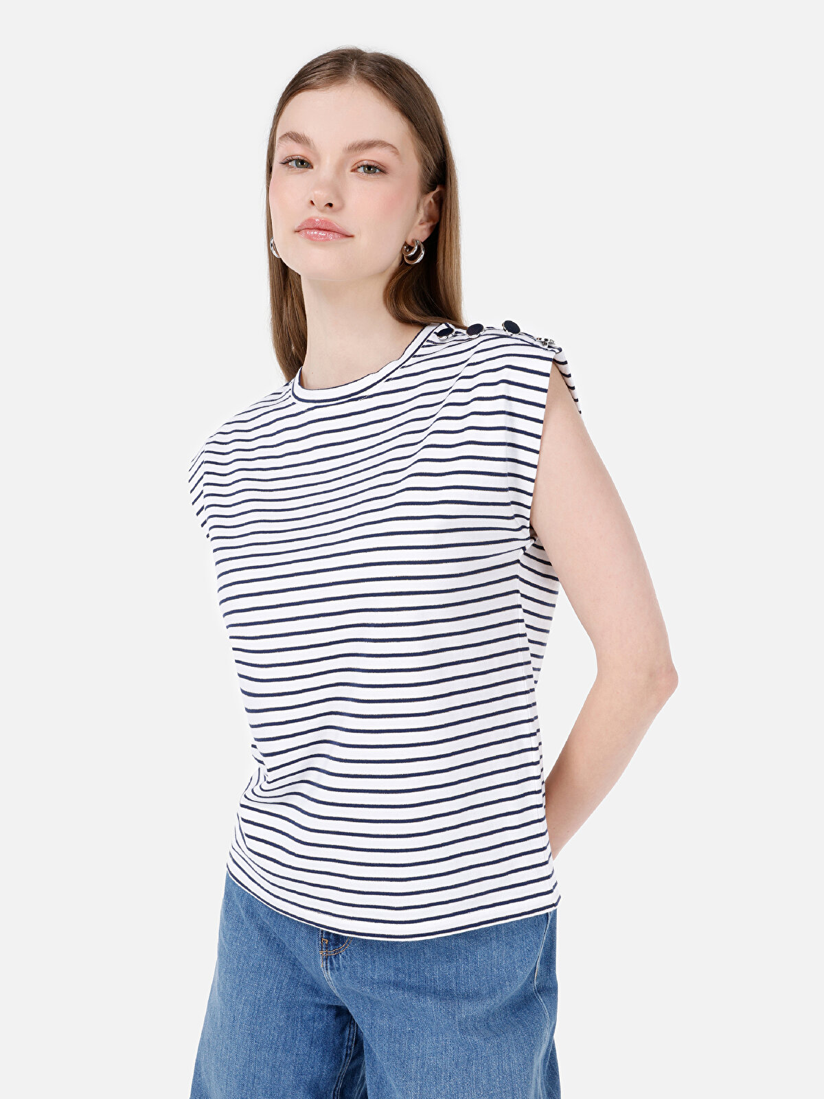 

Футболка женская Colin's CL1069119 синяя XS, Синий, CL1069119