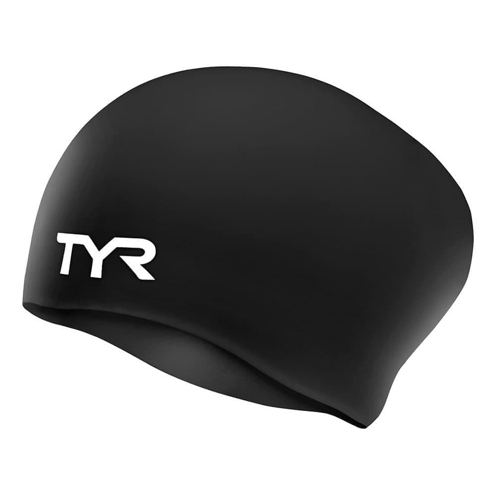 

TYR LONG HAIR WRINKLE-FREE SILICONE CAP Шапочка для плавание Черный/Белый, Long Hair Wrinkle-Free Silicone Cap