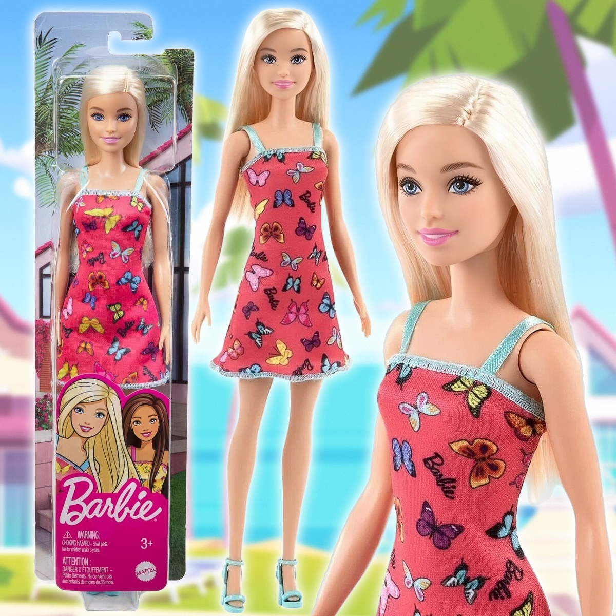 Кукла Barbie серия Супер стиль Barbie Fashionistas в розовом платье с бабочками