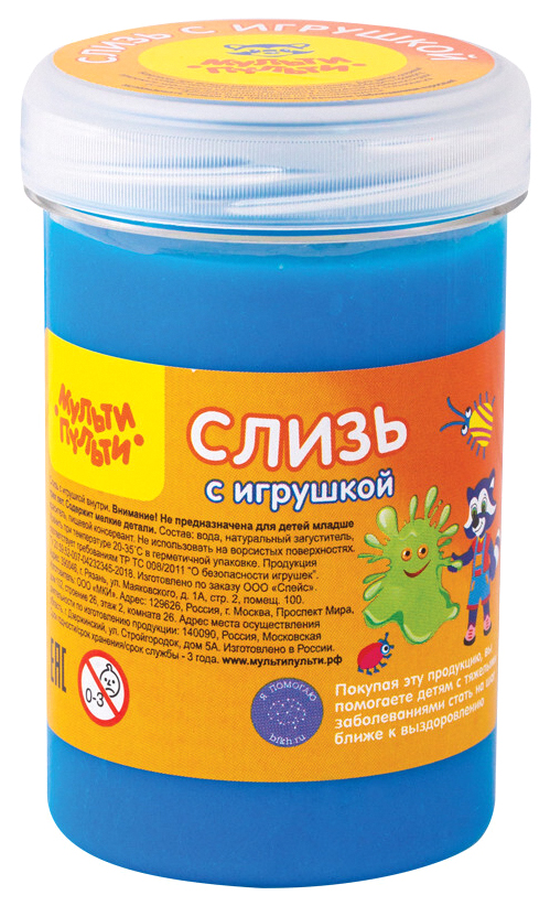 

Слизь для рук Мульти-Пульти с игрушкой голубая 200 мл