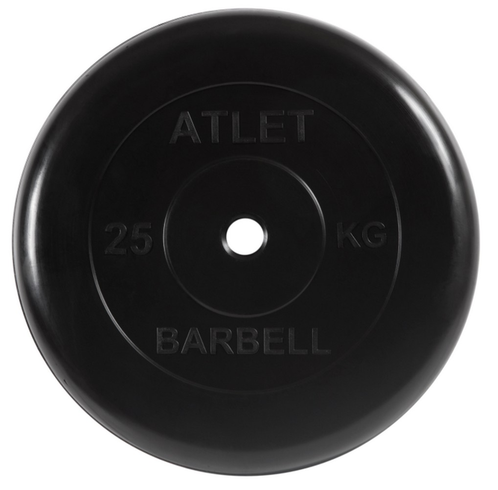 фото Диск обрезиненный черный mb barbell atlet d-31 25кг