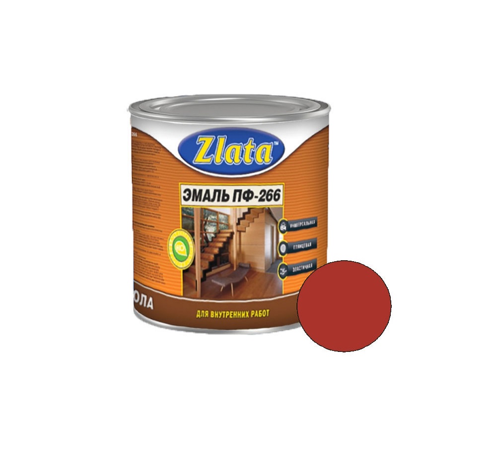 Эмаль для деревянных полов ПФ-266 ZLATA красно-коричневая 2,7кг саморезы для деревянных полов креп комп