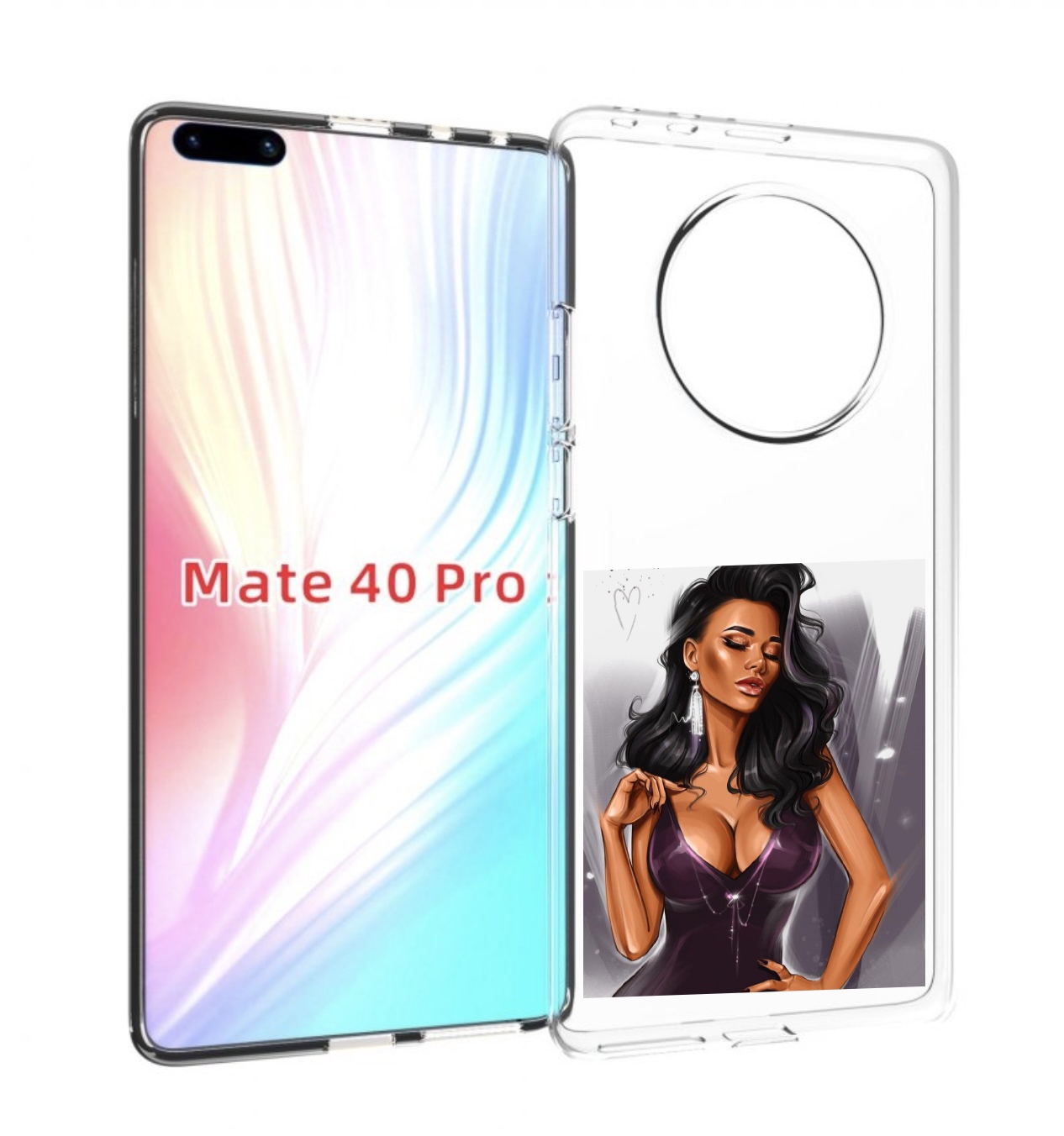 

Чехол MyPads нарисованная-девушка-в-фиолетовом-платье женский для Huawei Mate 40 Pro, Прозрачный, Tocco
