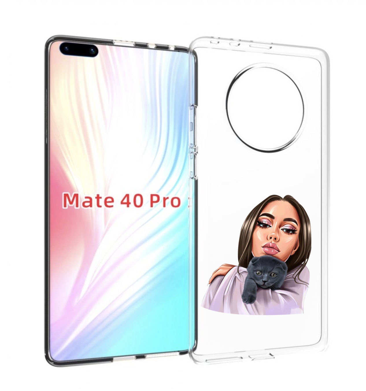 

Чехол MyPads нарисованная-девушка-с-котом женский для Huawei Mate 40 Pro (NOH-NX9), Прозрачный, Tocco