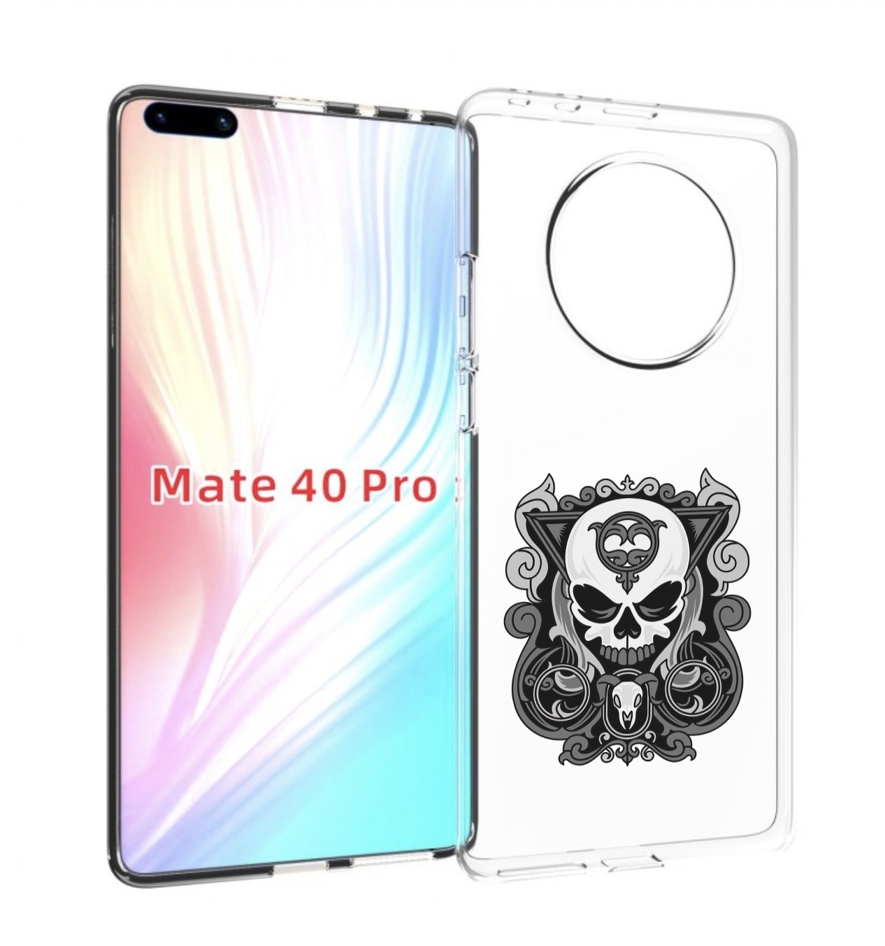 

Чехол MyPads орнамент-на-черепе для Huawei Mate 40 Pro (NOH-NX9), Прозрачный, Tocco
