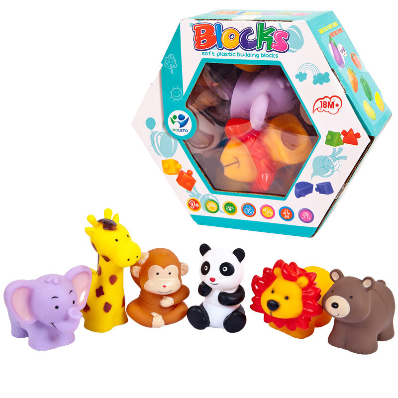 

Игрушка для малышей. Фигурки животных винил, пазлы, 6 шт 21х18х7,5 см