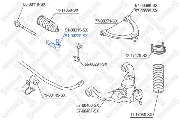 

Наконечник поперечной рулевой тяги STELLOX 51-00220-SX