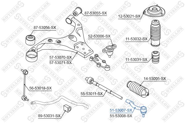 

Наконечник поперечной рулевой тяги STELLOX 51-53007-SX