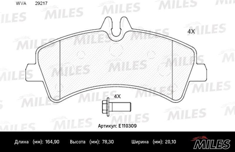 

Тормозные колодки Miles дисковые E110309