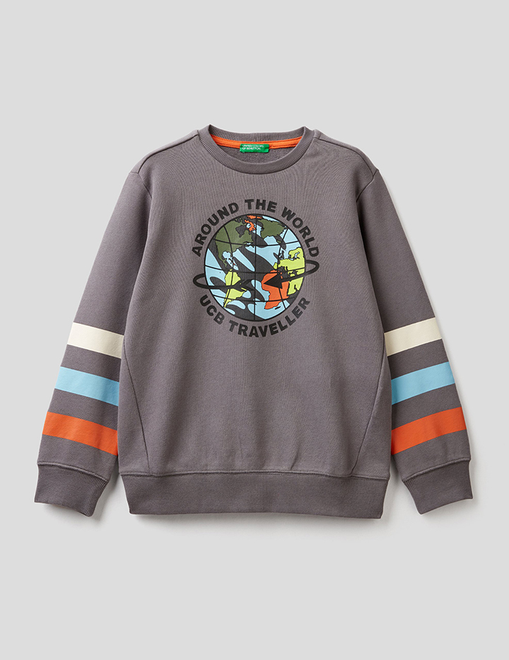 

Свитшот для мальчиков Benetton цв. серый р.140, 21A_3J74C15G5