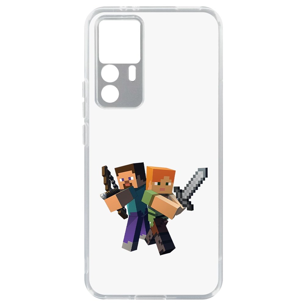 

Чехол-накладка Кейс Minecraft-Стив и Алекс для Xiaomi 12T, Прозрачный