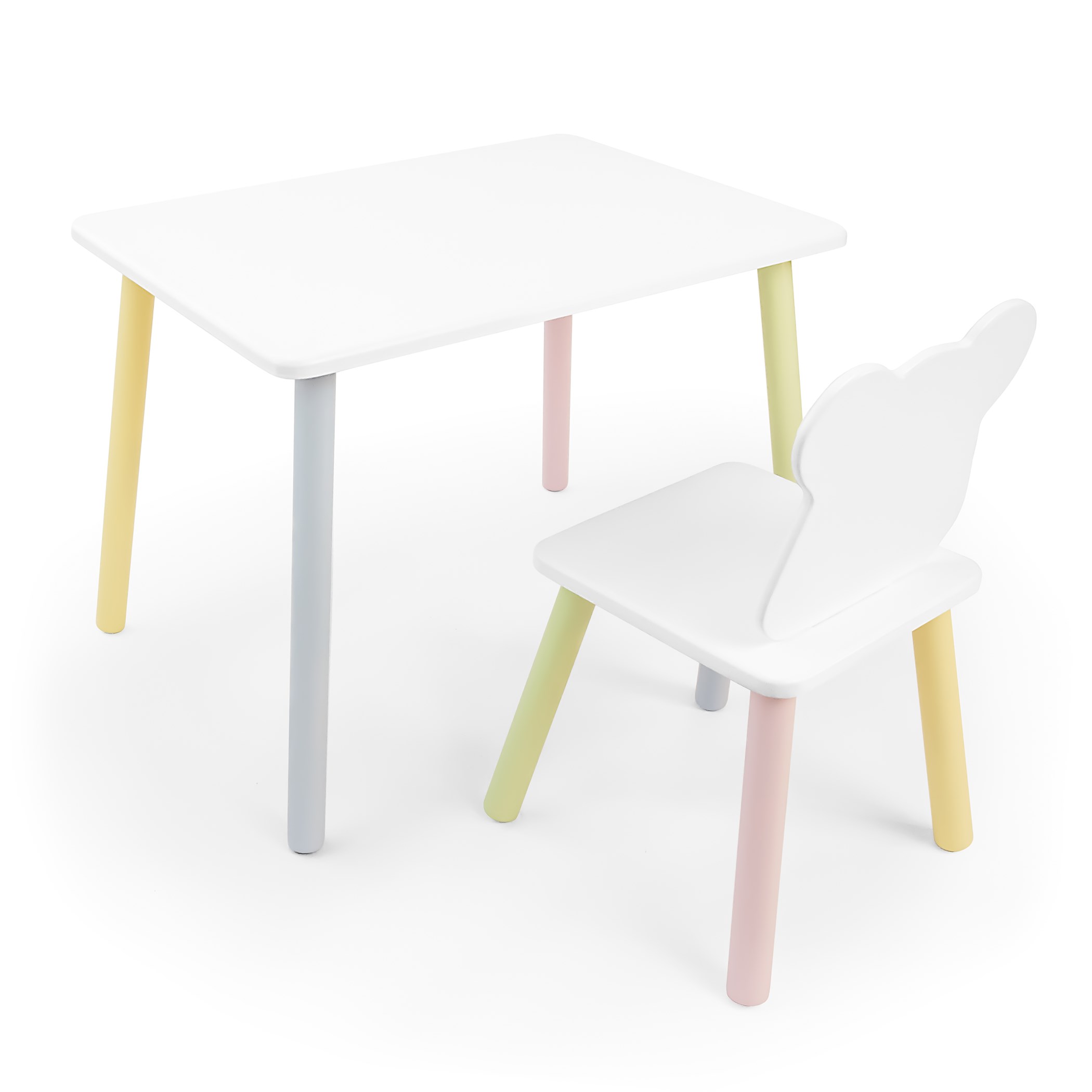 фото Детский комплект стол и стул мишка rolti baby белый/цветной, массив березы/мдф 89664