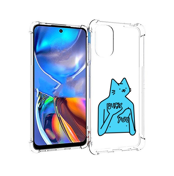 

Чехол MyPads голубой-кот-фак-ю для Motorola Moto E32, Прозрачный, Tocco