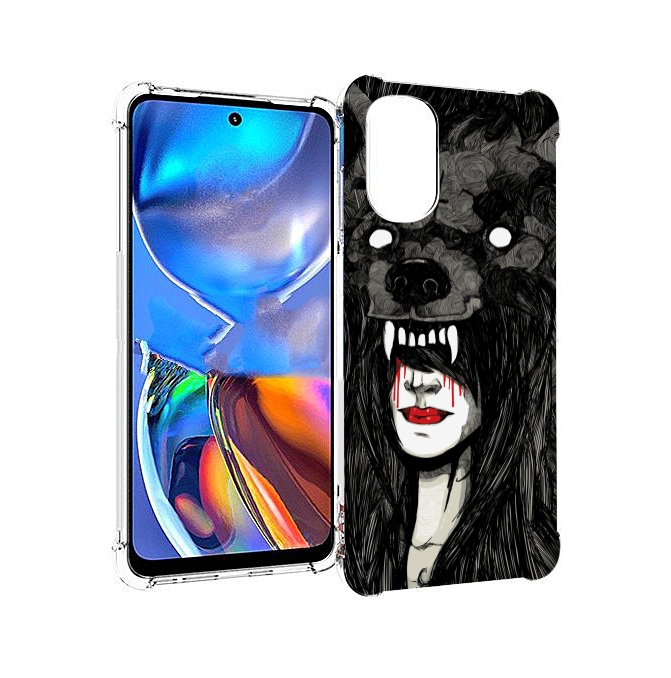 

Чехол MyPads девушка в шкуре волка женский для Motorola Moto E32, Прозрачный, Tocco