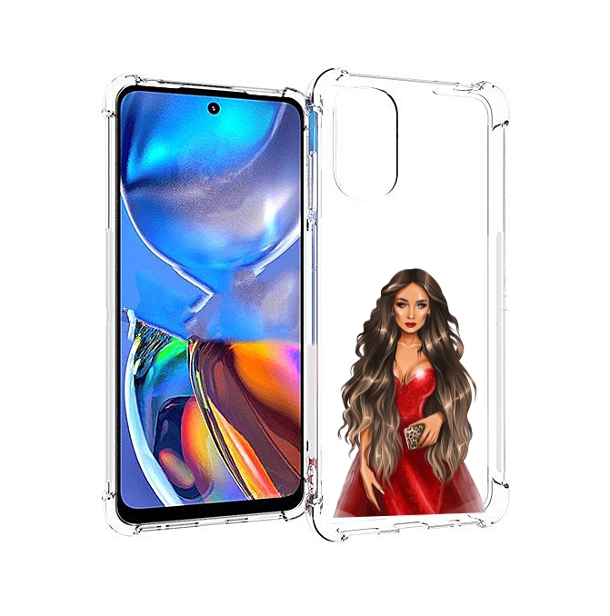 

Чехол MyPads девушка-в-вечернем-платье женский для Motorola Moto E32, Прозрачный, Tocco