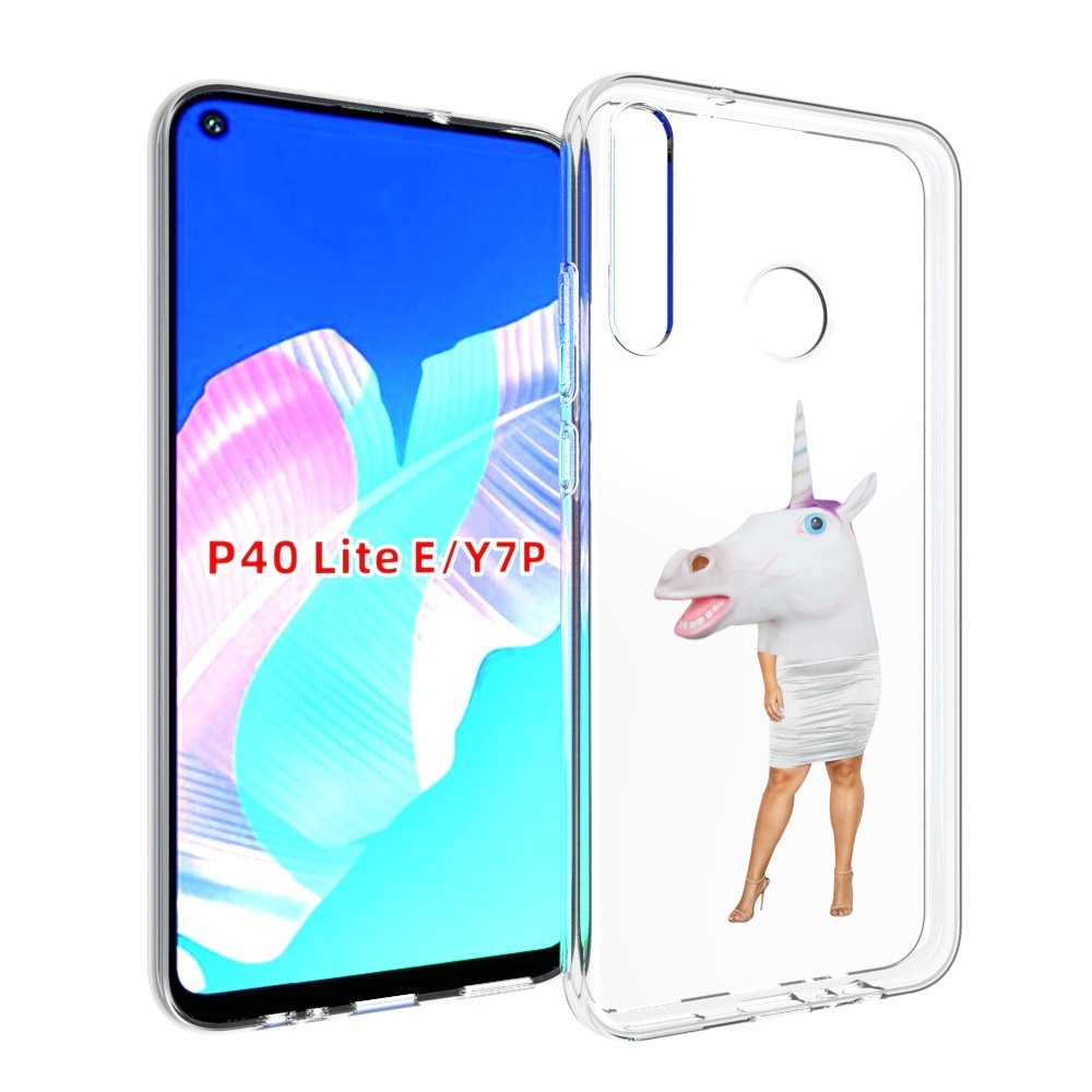 

Чехол бампер MyPads голова-единорога для Huawei P40 Lite E, Прозрачный, Tocco