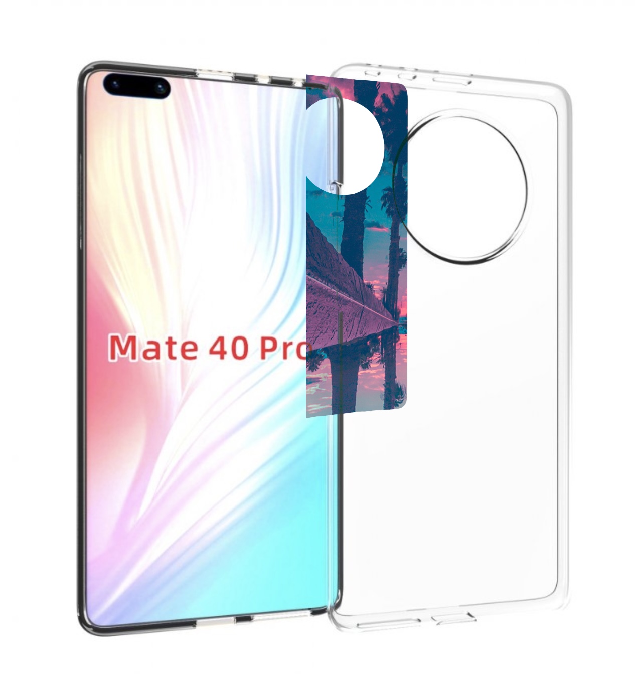 

Чехол MyPads отражение-пальм для Huawei Mate 40 Pro (NOH-NX9), Прозрачный, Tocco