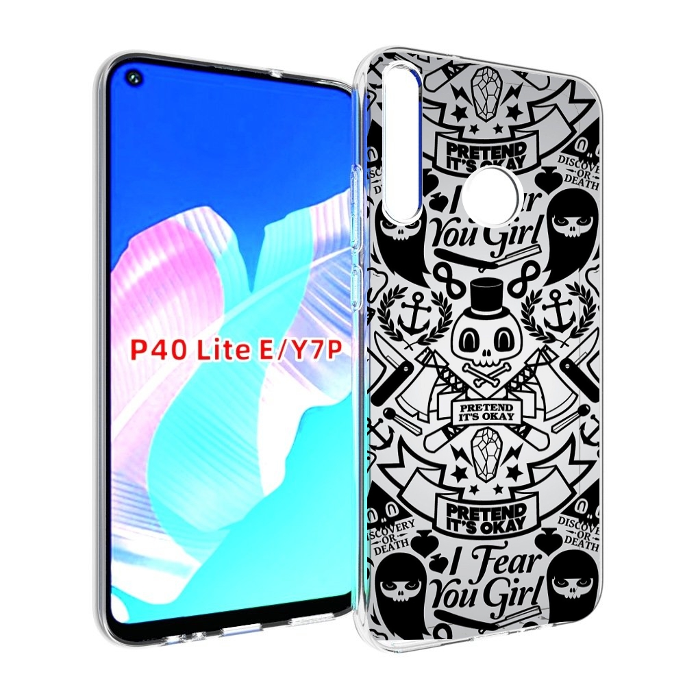 

Чехол бампер MyPads готический-принт для Huawei P40 Lite E, Прозрачный, Tocco