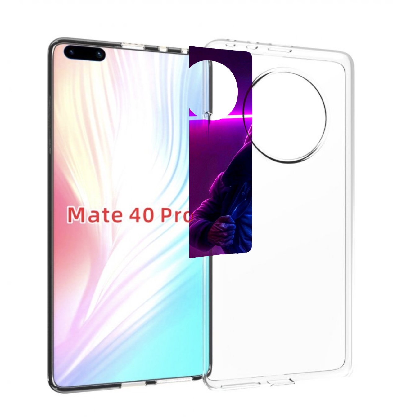 

Чехол MyPads парень в капюшоне неоновый для Huawei Mate 40 Pro (NOH-NX9), Прозрачный, Tocco