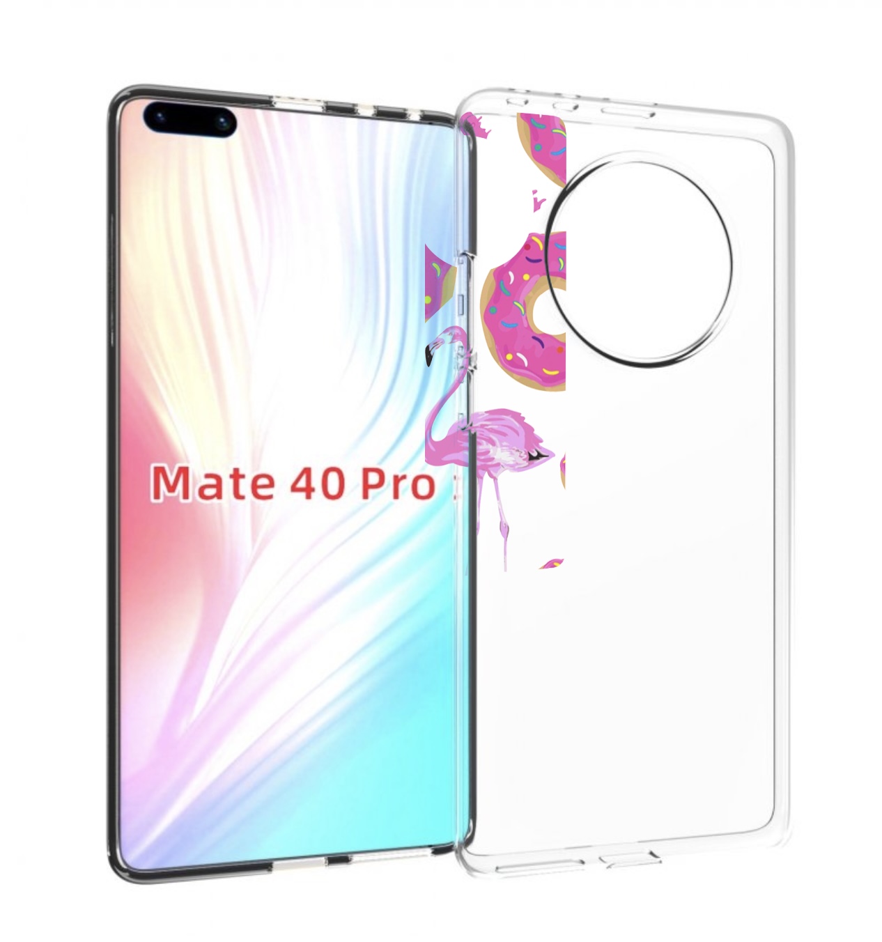 

Чехол MyPads пончики-фламинго для Huawei Mate 40 Pro (NOH-NX9), Прозрачный, Tocco