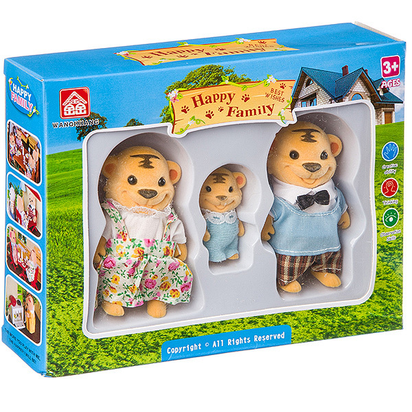 

Игровой набор Happy Family фигурки зверюшек, семейка тигрят