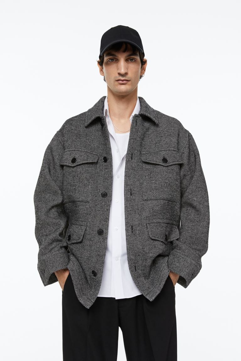 Пальто мужское H&M 1111755001 черное 2XL (доставка из-за рубежа)