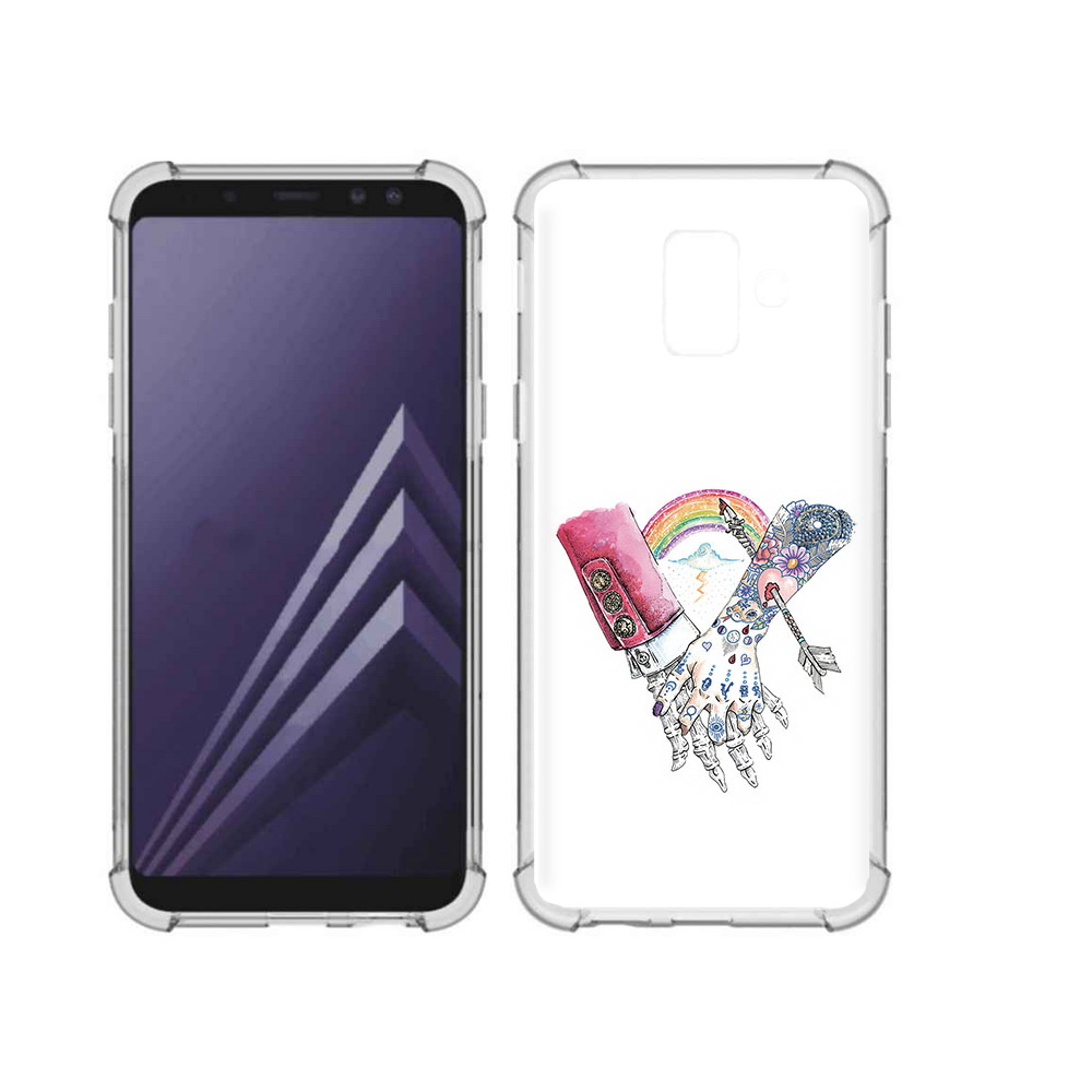

Чехол MyPads Tocco для Samsung Galaxy A6 (2018) абстракция руки в татуировках, Прозрачный, Tocco