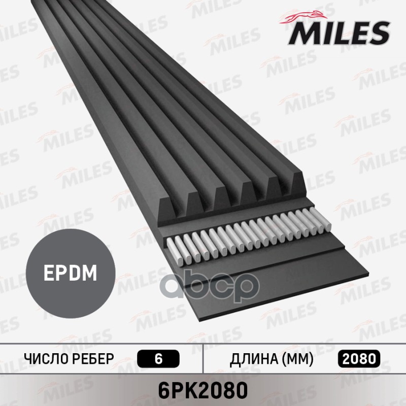 фото Ремень приводной поликлиновой miles арт. 6pk2080