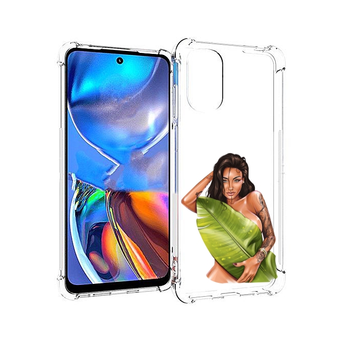 

Чехол MyPads девушка-модель-с-большим-листом женский для Motorola Moto E32, Прозрачный, Tocco