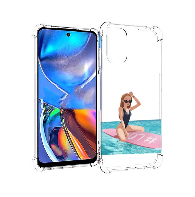 

Чехол MyPads девушка-на-серфе женский для Motorola Moto E32, Прозрачный, Tocco