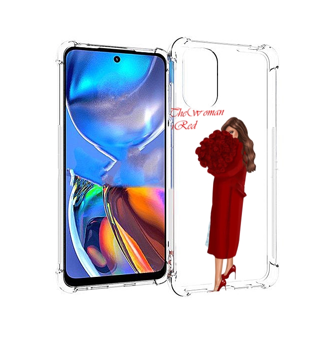 

Чехол MyPads девушка-полностью-в-красном женский для Motorola Moto E32, Прозрачный, Tocco