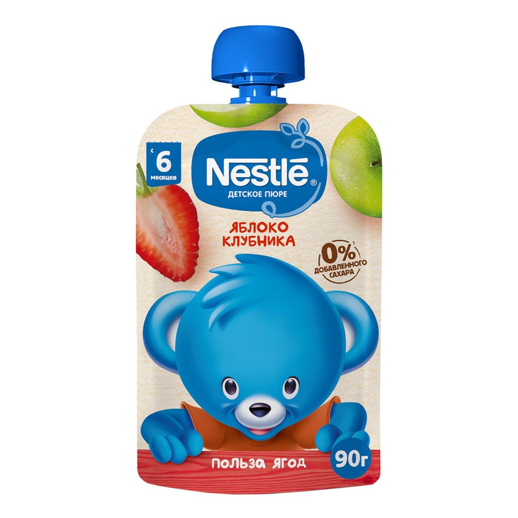 Пюре Nestle яблоко-клубника с 6 месяцев 90 г 40₽