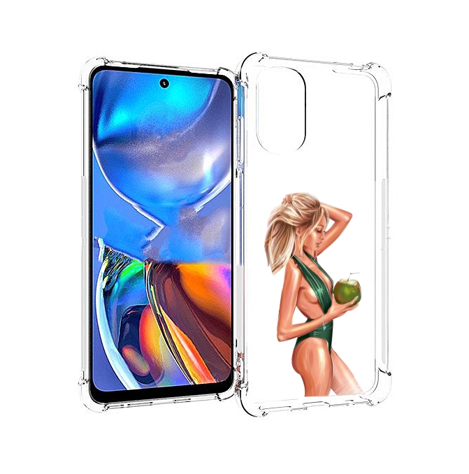 Чехол MyPads девушка-с-кокосом-в-зеленом-купальнике женский для Motorola Moto E32