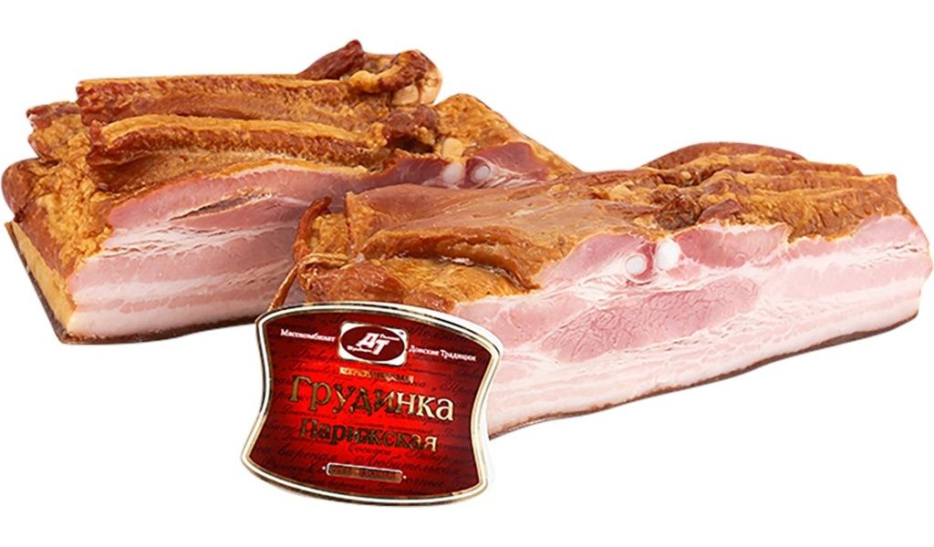 

Грудинка Донские традиции Парижская копчено-вареная в вакуумной упаковке