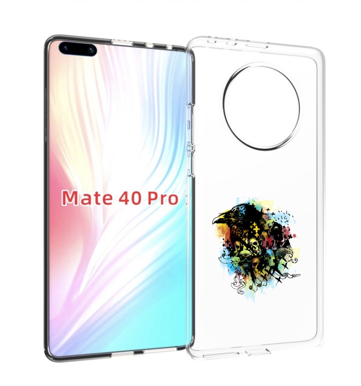 

Чехол MyPads ворон и черепа для Huawei Mate 40 Pro (NOH-NX9), Прозрачный, Tocco
