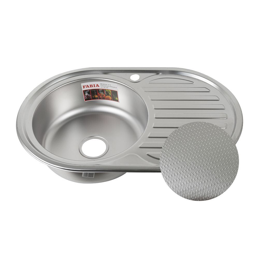 Мойка для кухни врезная, левая+ большой сифон с переливом Fabia 62329DL