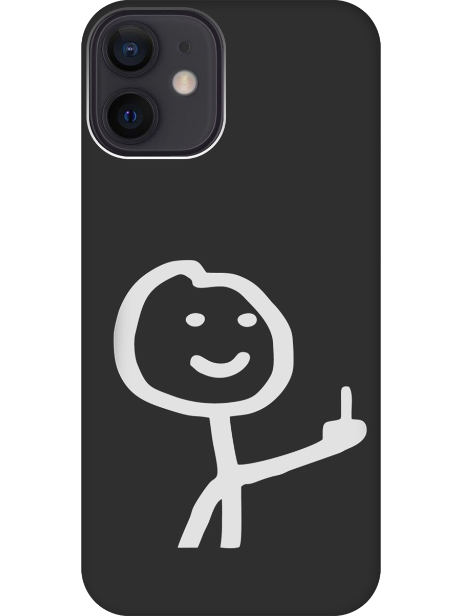 

Силиконовый чехол на Apple iPhone 12 Mini с принтом "Fck" матовый черный, Черный;белый;серый, 723374061