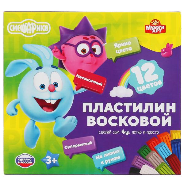 

СМЕШАРИКИ Пластилин восковой, 12 цв (180 г) MULTIART