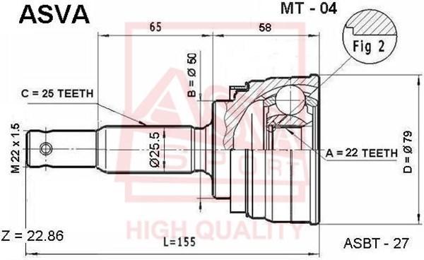 

Шрус Наружный 22x50x25 Hyundai Accent I X3 (1994-2000) Mitsubishi Galant Iii-V (1977-1990)