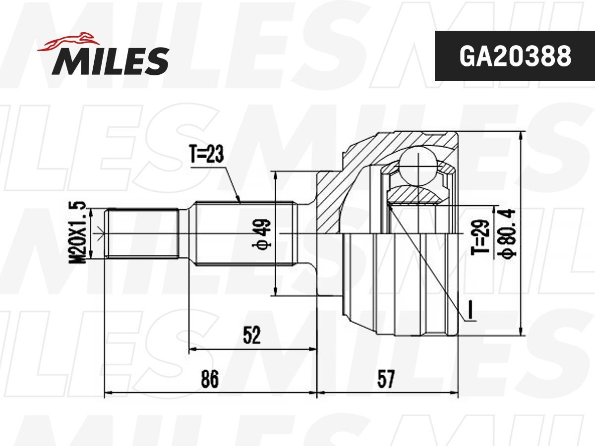 

Шрус Renault Clio 1.4-1.5d 04- Нар. Miles арт. GA20388