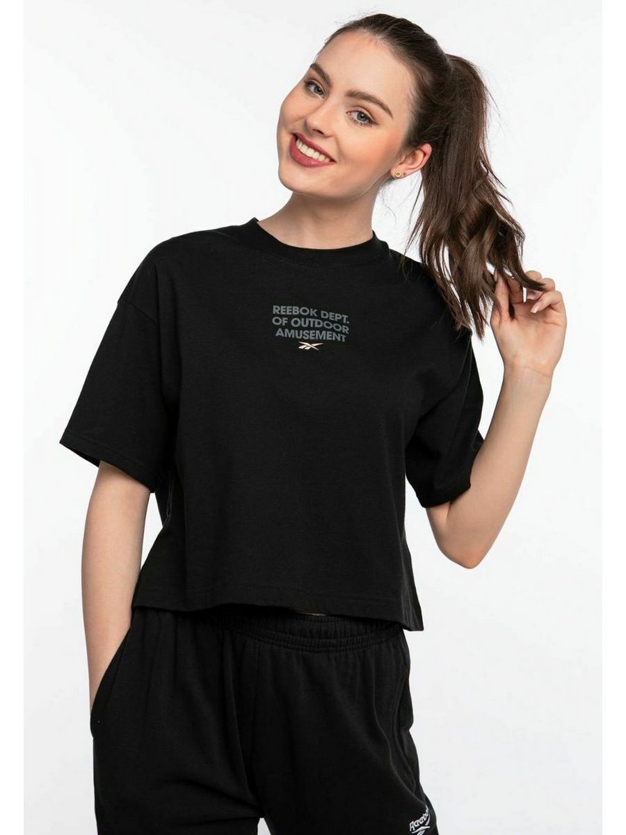 

Футболка женская Reebok RE521D00J черная M, Черный, RE521D00J