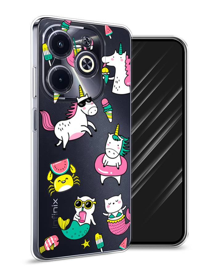 

Чехол Awog на Infinix Hot 40i "На отдыхе", Белый;бирюзовый;розовый, 3105450-1